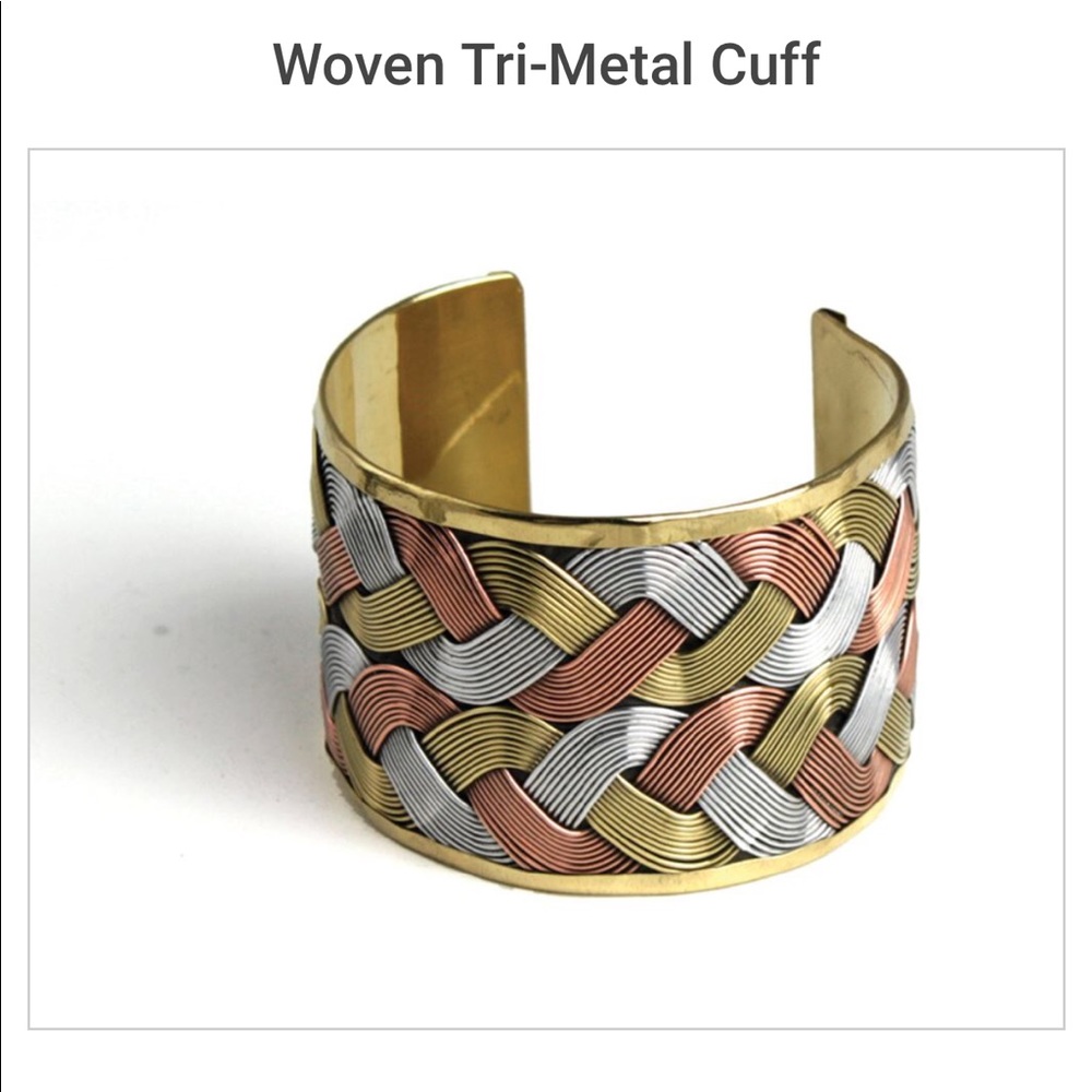 Woven Tri-Metal cuff bracelet